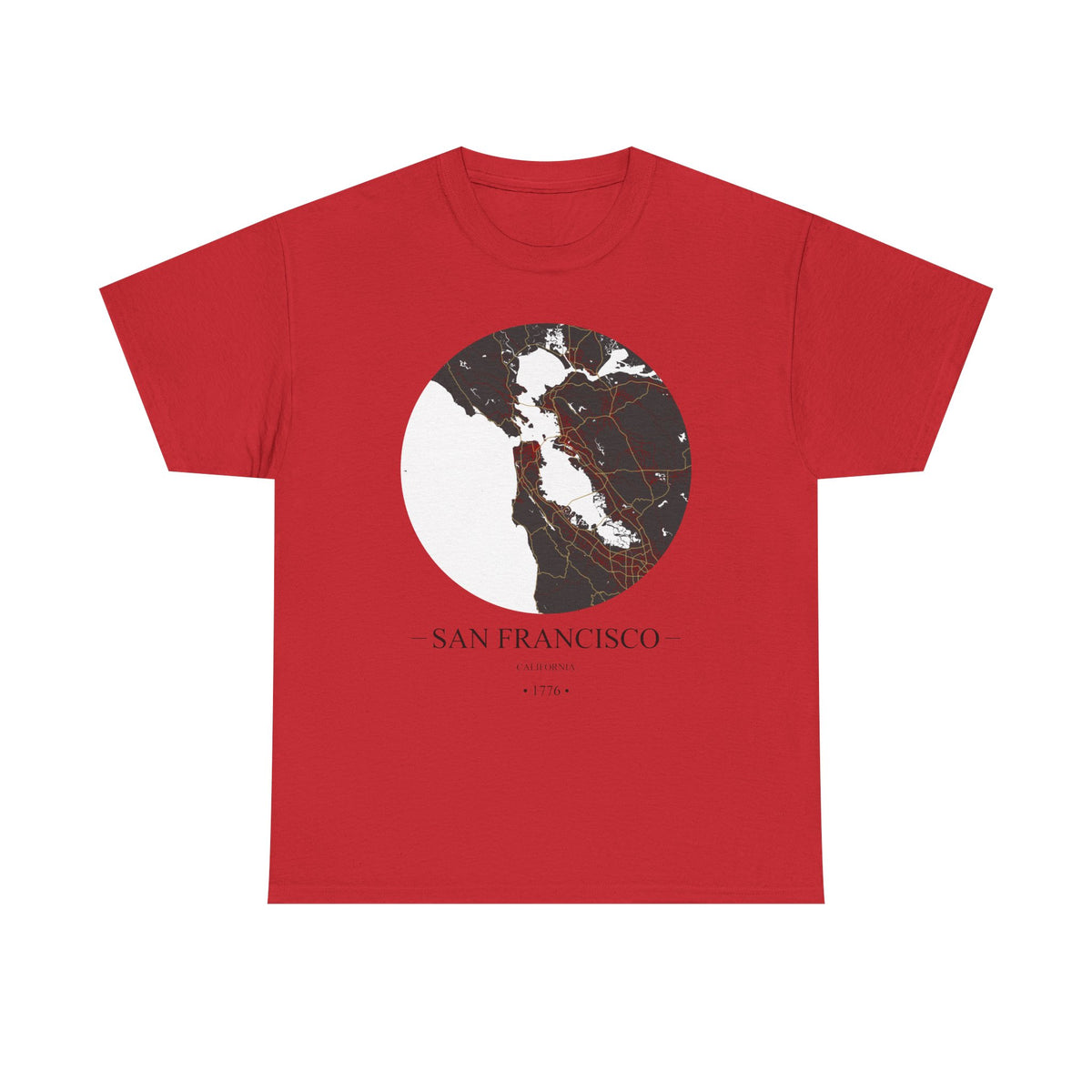 San Francisco, California 1776 Founders City Map Unisex Heavy Cotton Tee, Express Delivery available