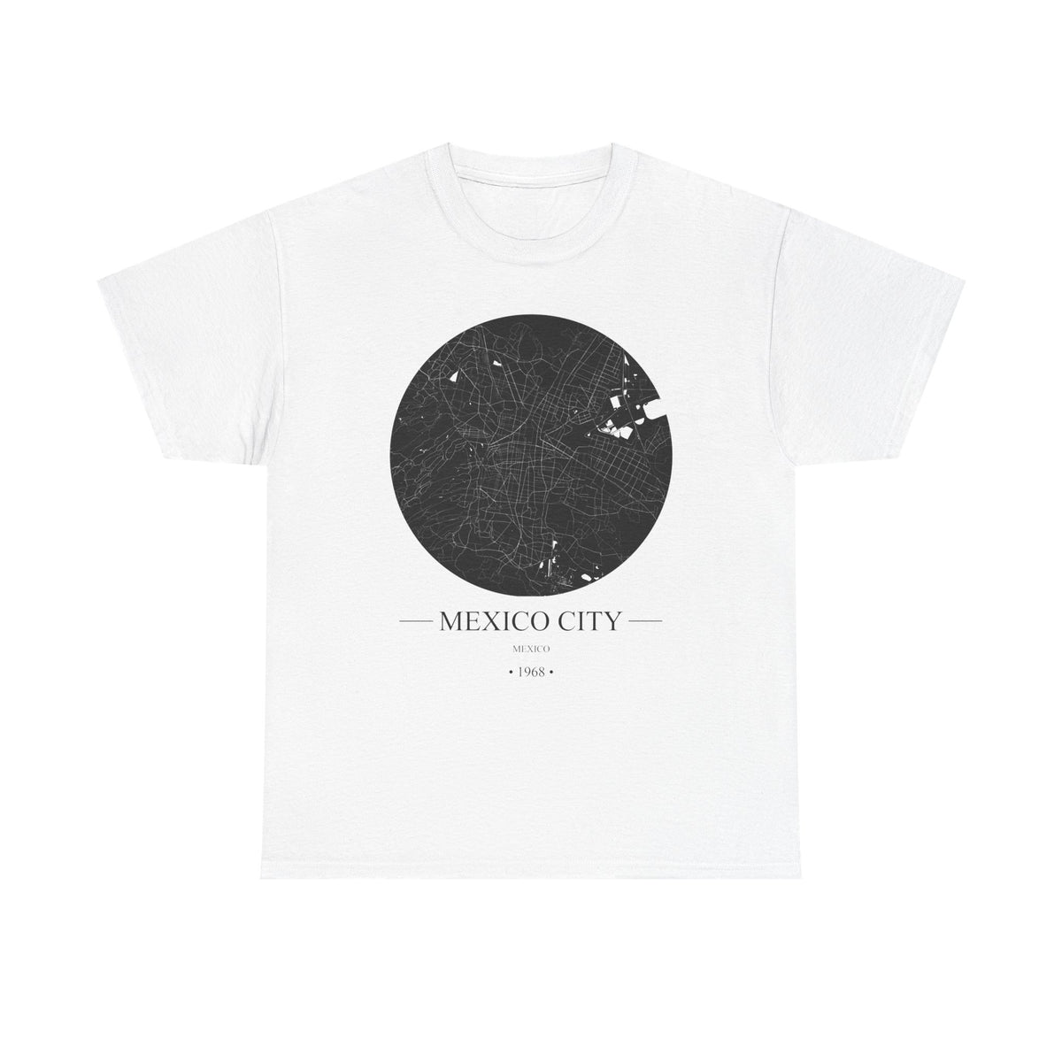 Mexico City, Mexico 1968 Olympic Host City Map Unisex Heavy Cotton Tee