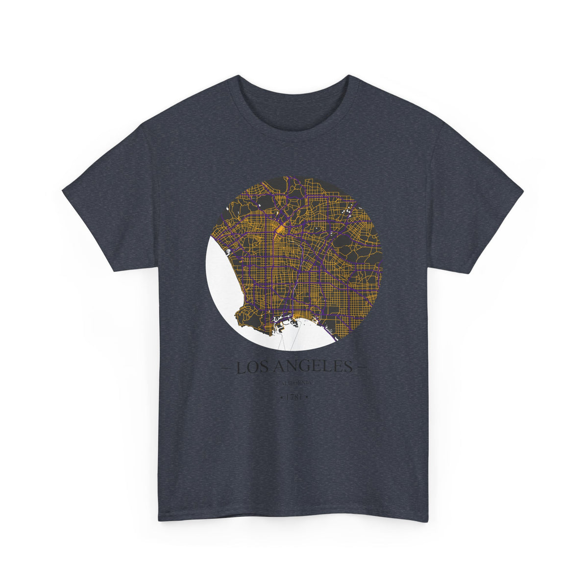 Los Angeles, California 1781 Founders City Map Unisex Heavy Cotton Tee, Express Delivery available
