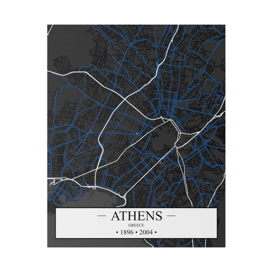 Athens, Greece 1896 & 2004, Color Map, Matte Canvas, Stretched, 0.75"