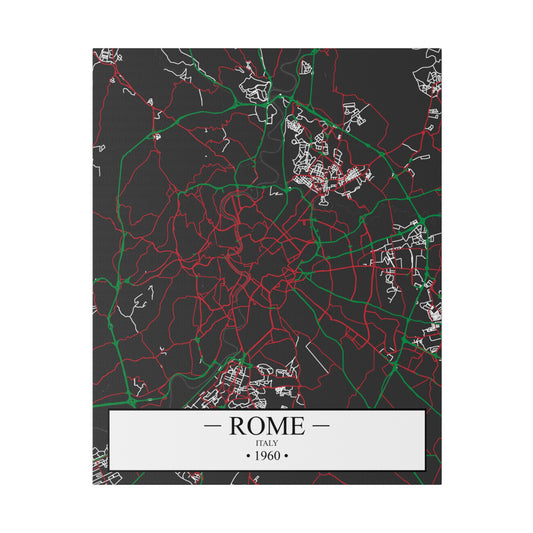 Rome, Italy 1960, Color Map, Matte Canvas, Stretched, 0.75"