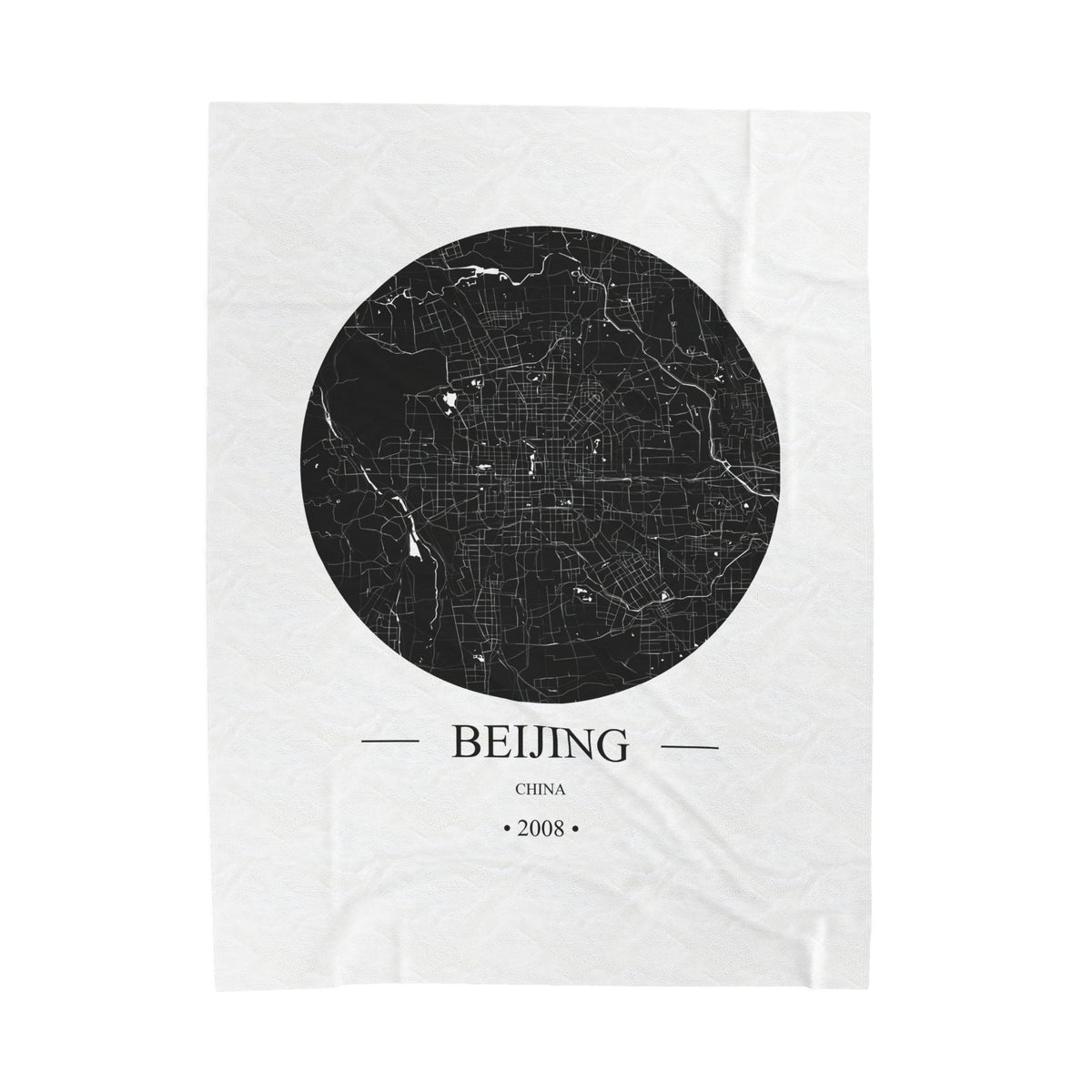 Beijing, China 2008 Olympic Host City Map Velveteen Plush Blanket