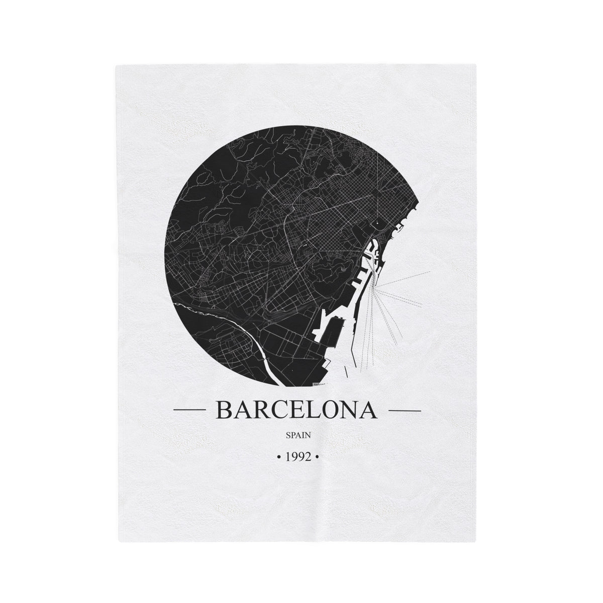 Barcelona, Spain 1992 Olympic Host City Map Velveteen Plush Blanket