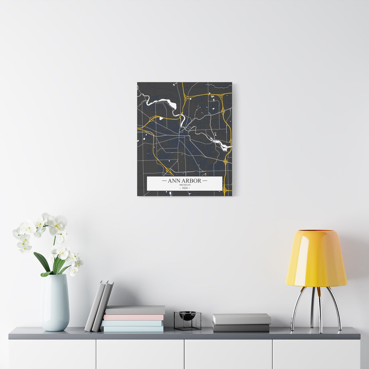 Ann Arbor, Michigan 1823 Founders City Map, Matte Canvas Print (Stretched, 1.25")