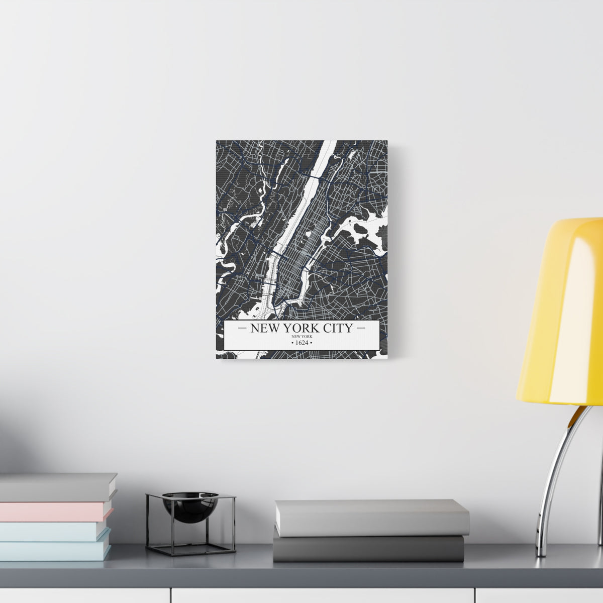 New York City, New York 1624 Founders City Map, Matte Canvas Print (Stretched, 1.25")