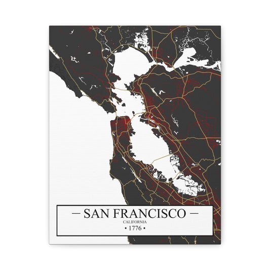 San Francisco, California 1776 Founders City Map, Matte Canvas Print (Stretched, 1.25")