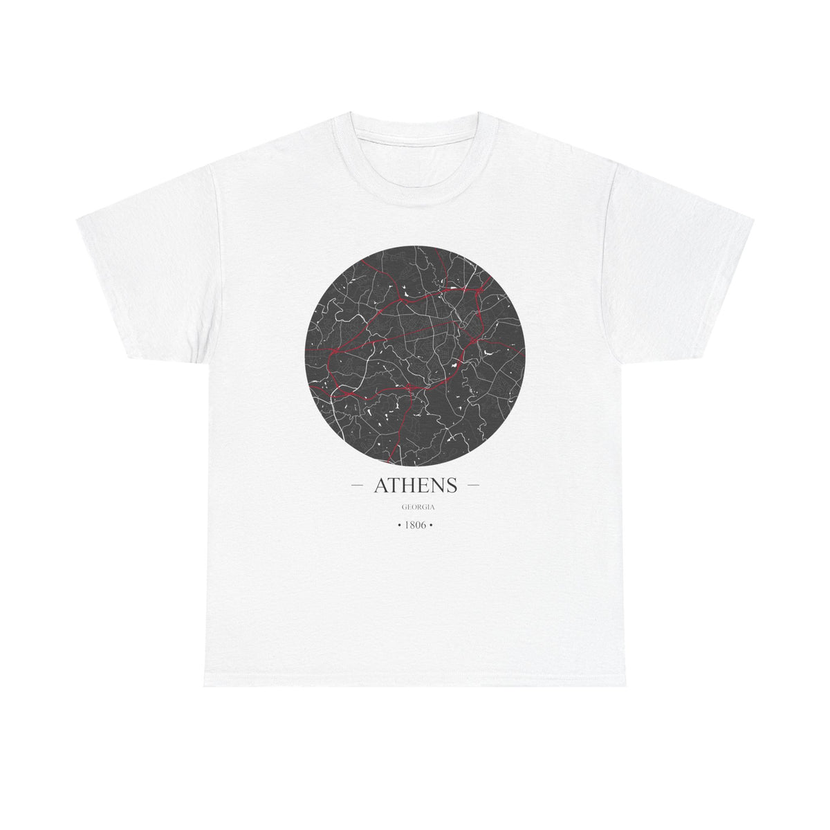 Athens, Georgia 1806 – Founders City Map – Unisex Heavy Cotton Tee, Express Delivery available