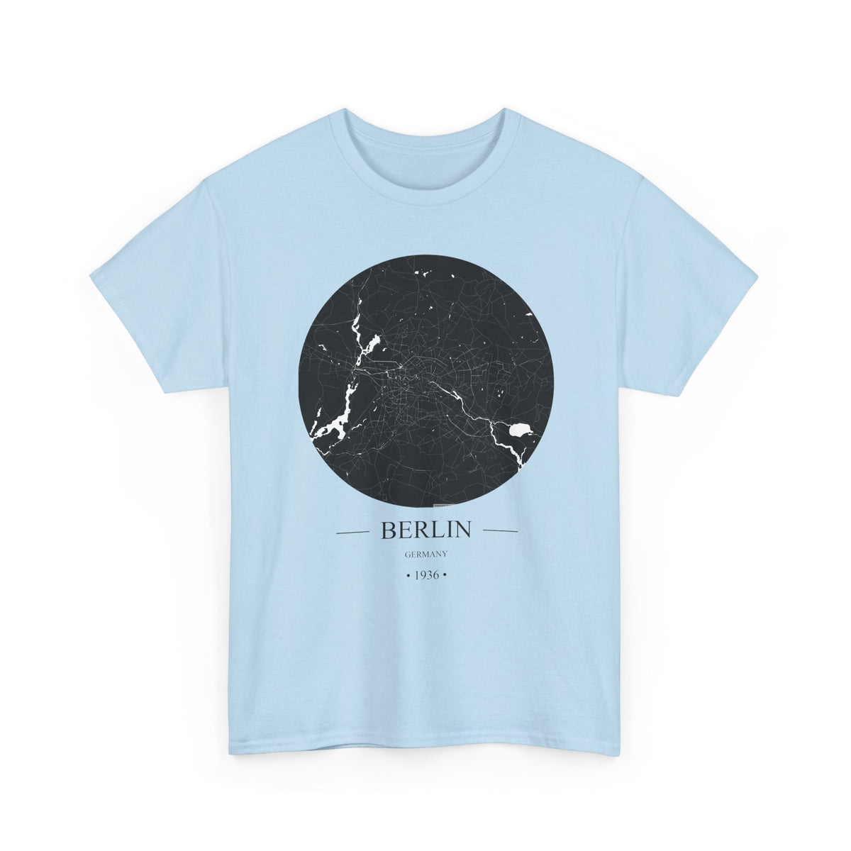 Berlin, Germany 1936 Olympic Host City Map Unisex Heavy Cotton Tee