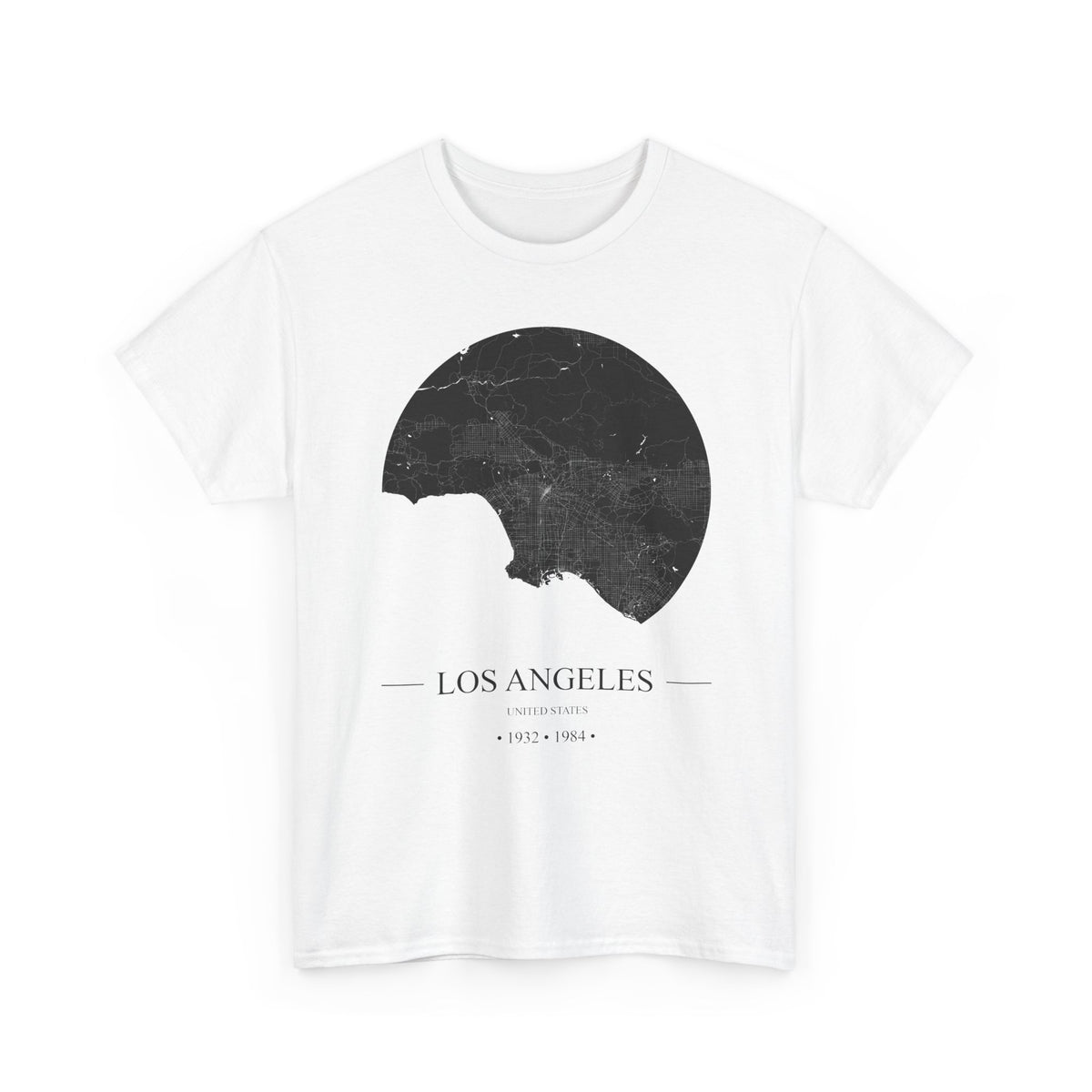 Los Angeles, United States 1932 & 1984 Olympic Host City Map Unisex Heavy Cotton Tee