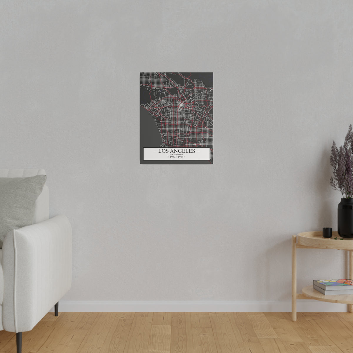 Los Angeles, United States 1932 & 1984, Color Map, Matte Canvas, Stretched, 0.75"