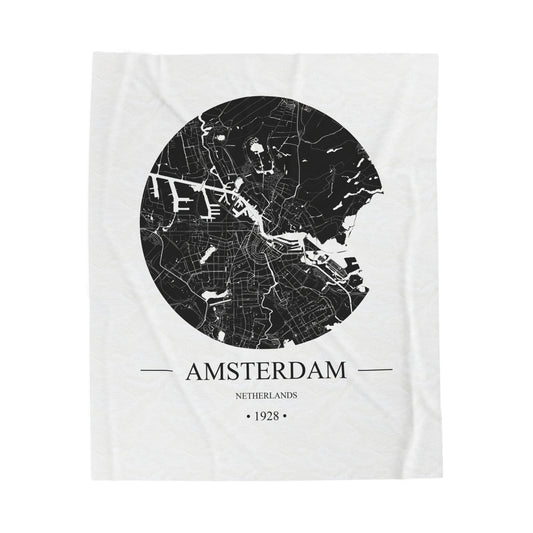 Amsterdam, Netherlands 1928 Olympic Host City Map Velveteen Plush Blanket