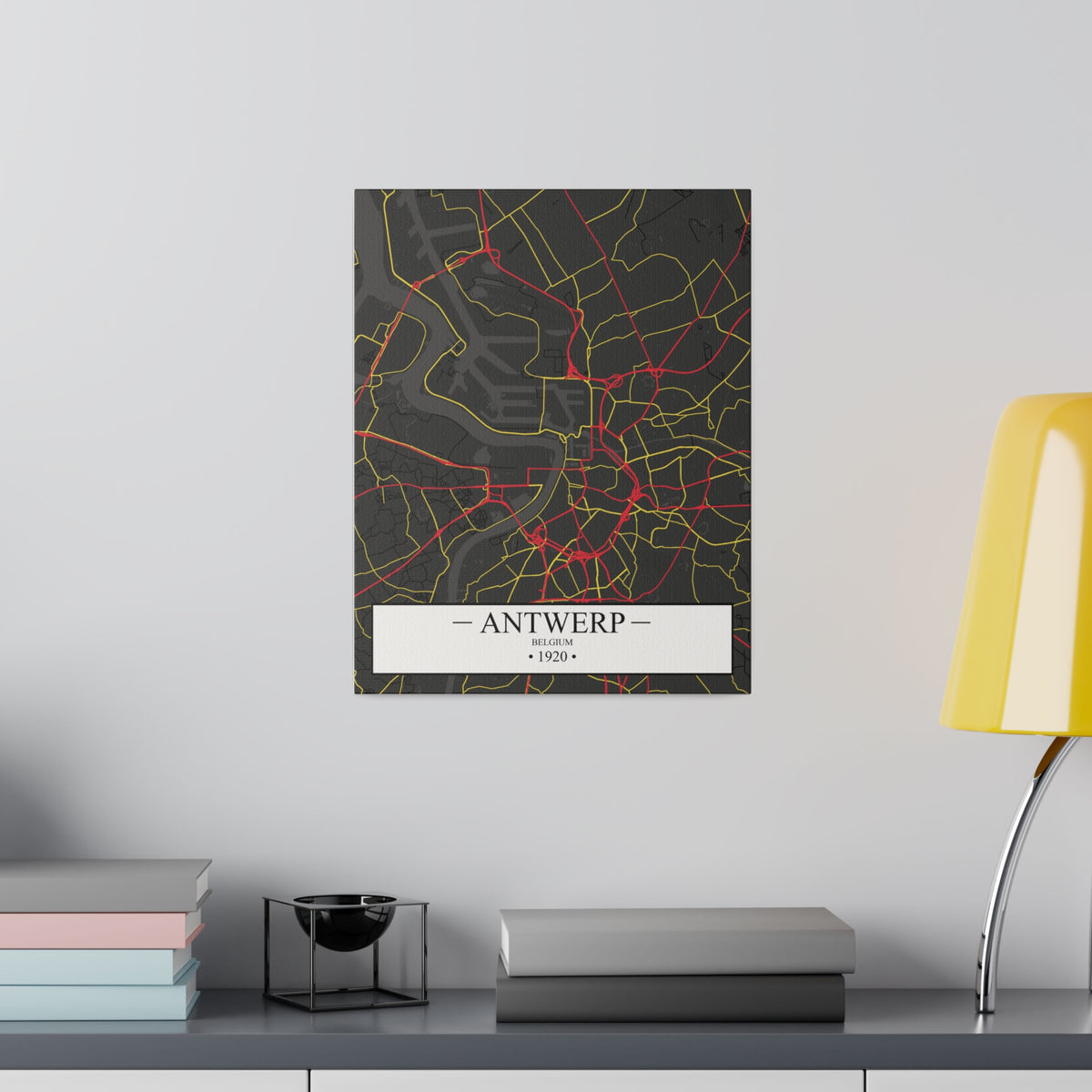 Antwerp, Belgium 1920, Color Map, Matte Canvas, Stretched, 0.75"