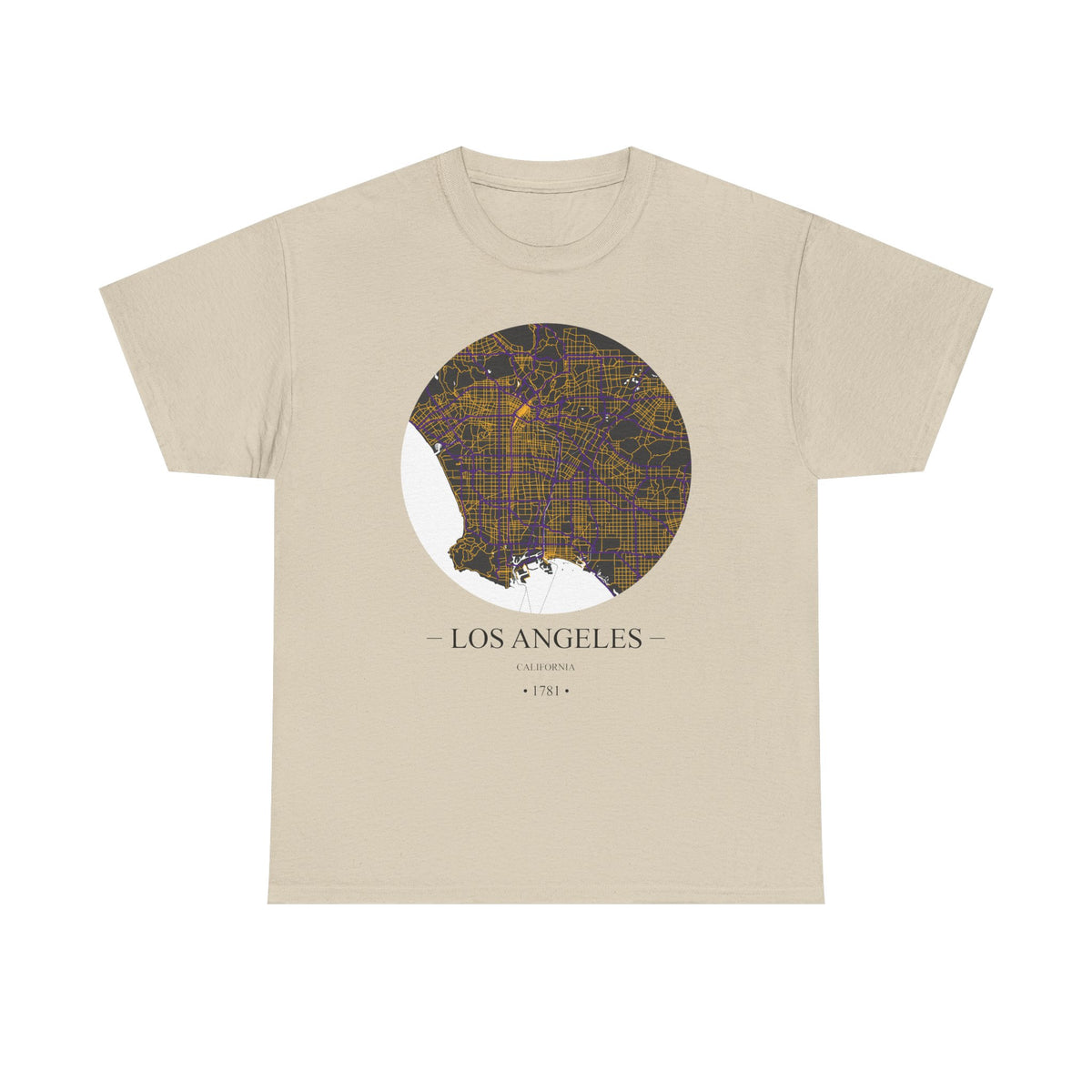 Los Angeles, California 1781 Founders City Map Unisex Heavy Cotton Tee, Express Delivery available
