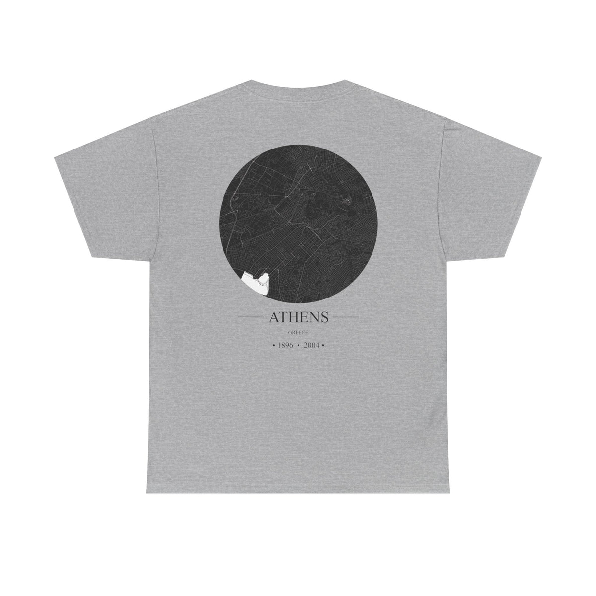 Athens, Greece 1896 & 2004 Olympic Host City Map Unisex Heavy Cotton Tee