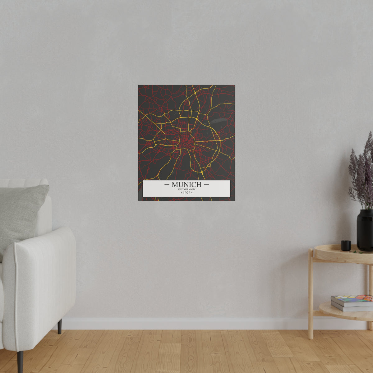 Munich, West Germany 1972, Color Map, Matte Canvas, Stretched, 0.75"