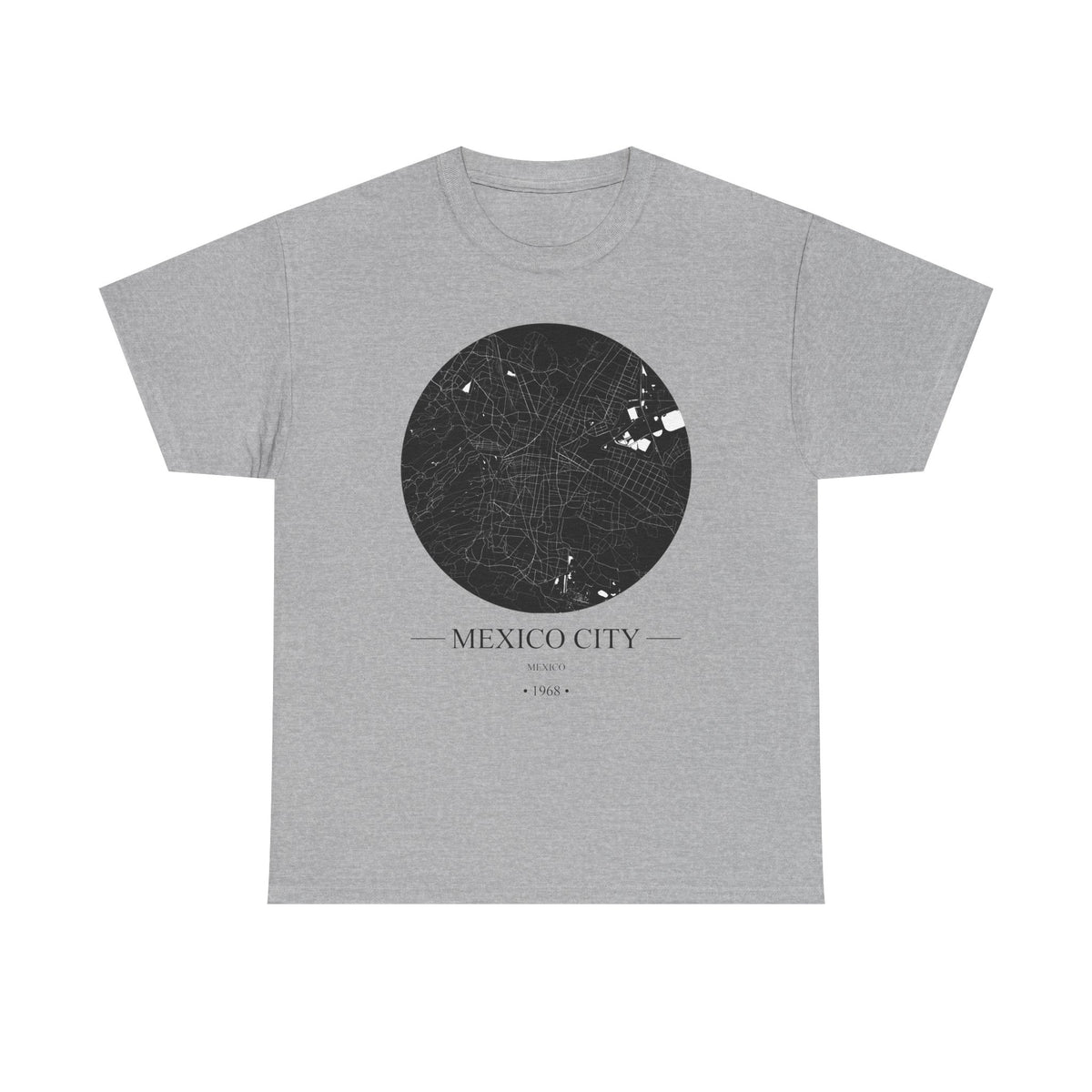 Mexico City, Mexico 1968 Olympic Host City Map Unisex Heavy Cotton Tee