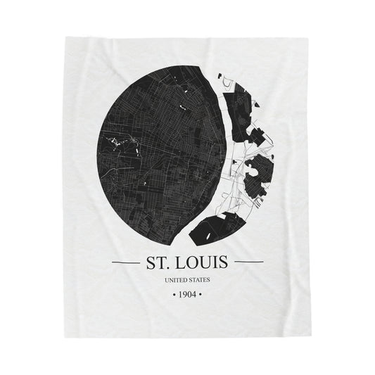 St. Louis, United States 1904 Olympic Host City Map Velveteen Plush Blanket