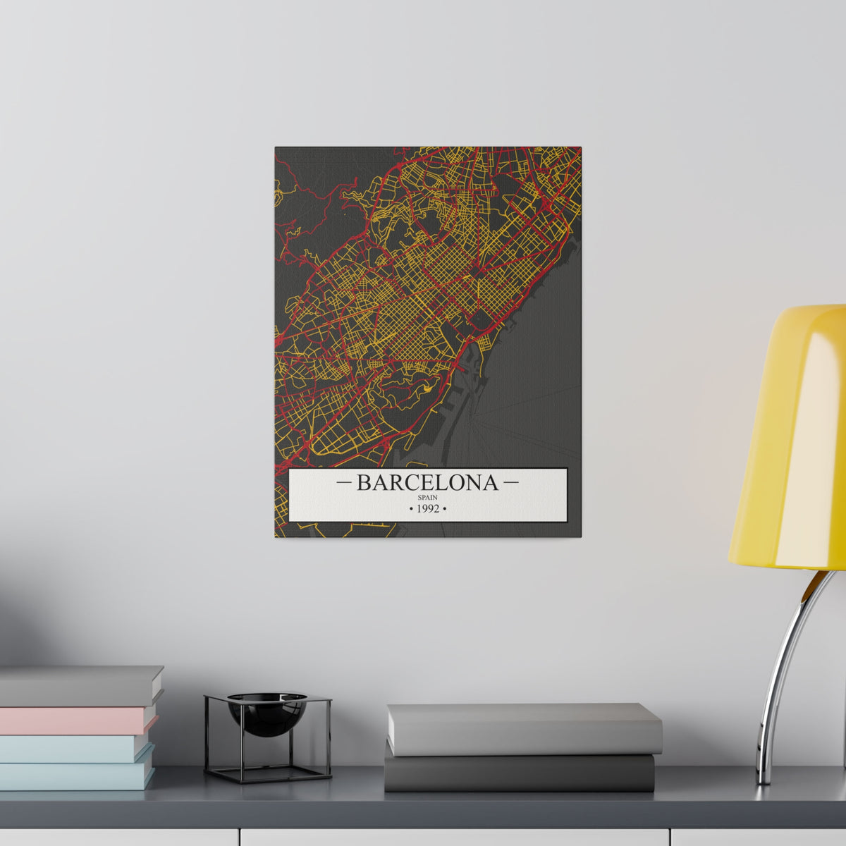 Barcelona, Spain 1992, Color Map, Matte Canvas, Stretched, 0.75"