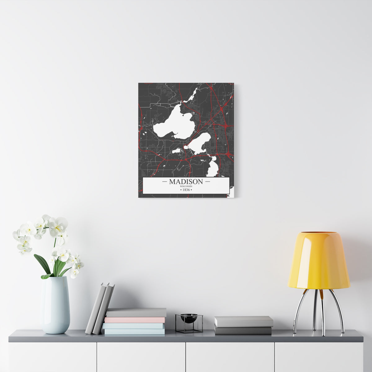 Madison, Wisconsin 1848 Founders City Map, Matte Canvas Print (Stretched, 1.25")