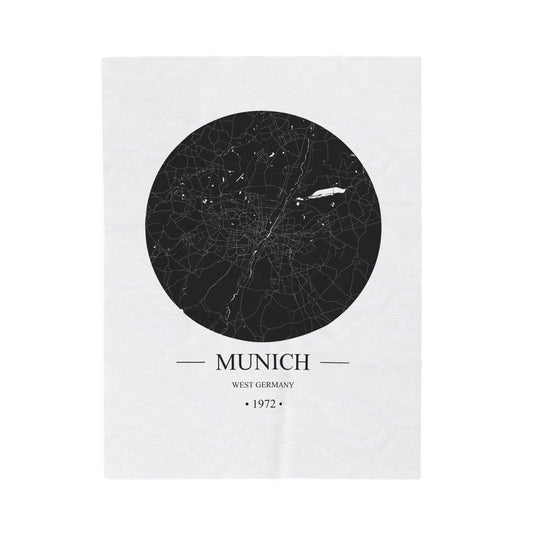 Munich, West Germany 1972 Olympic Host City Map Velveteen Plush Blanket