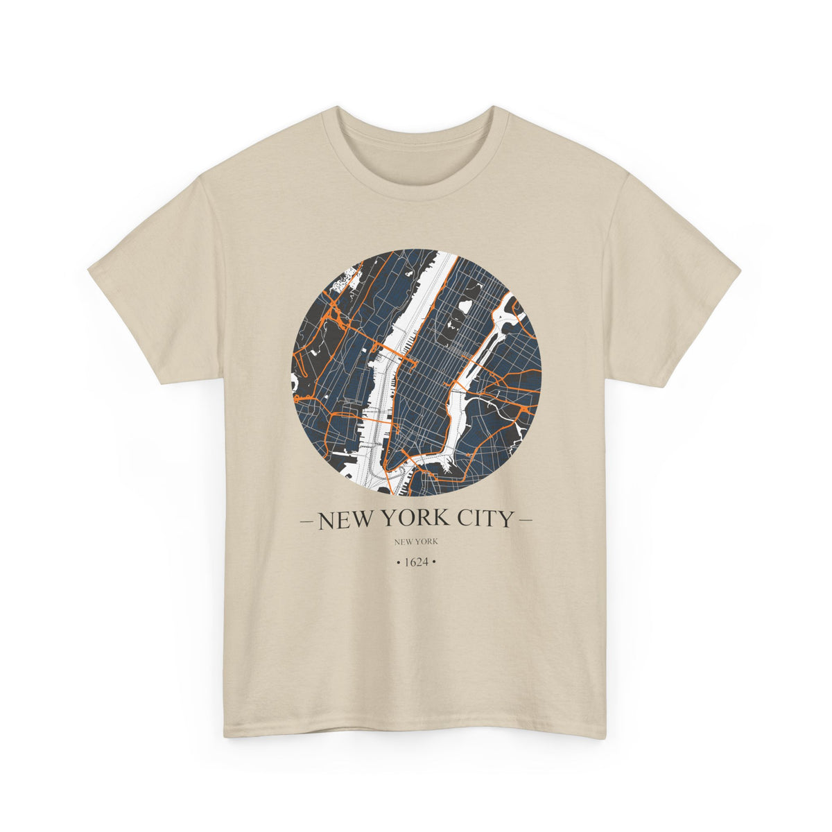 New York City, New York 1624 Founders City Map Unisex Heavy Cotton Tee, Express Delivery available