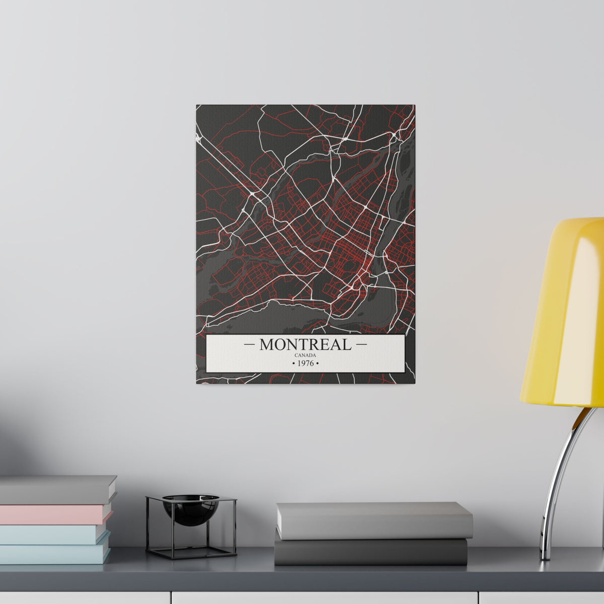 Montreal, Canada 1976, Color Map, Matte Canvas, Stretched, 0.75"