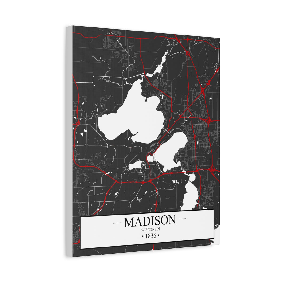 Madison, Wisconsin 1848 Founders City Map, Matte Canvas Print (Stretched, 1.25")