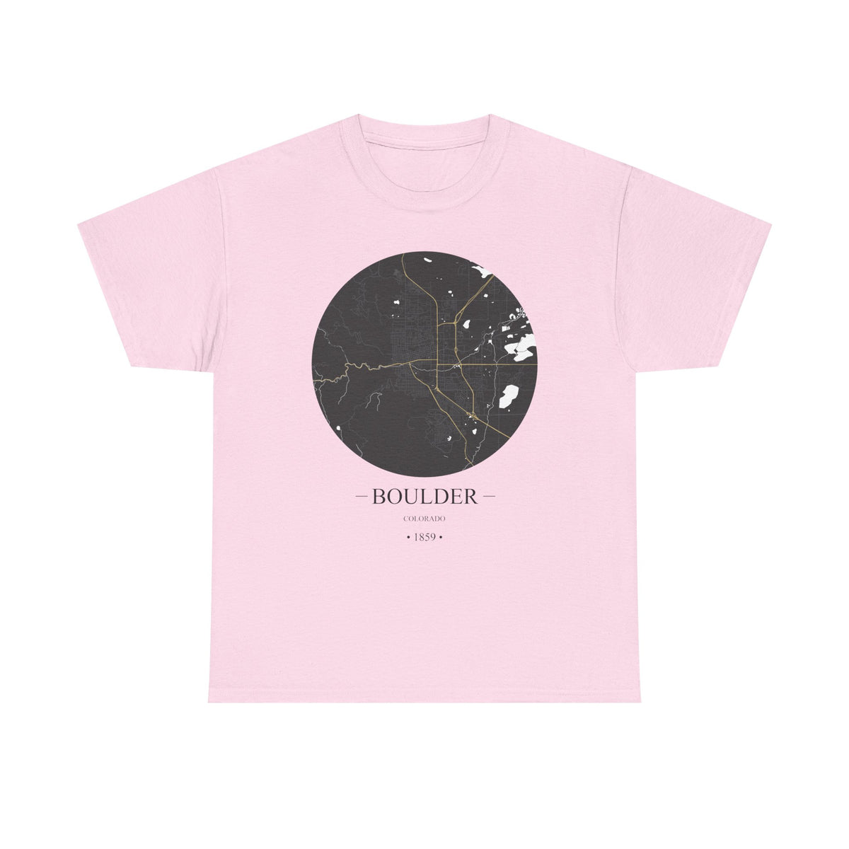 Boulder, Colorado 1859 Founders City Map Unisex Heavy Cotton Tee, Express Delivery available