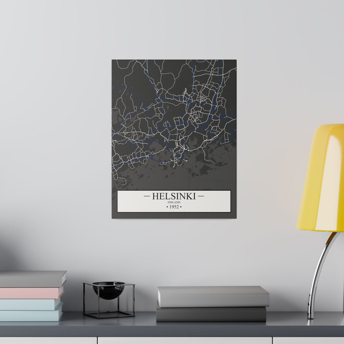 Helsinki, Finland 1952, Color Map, Matte Canvas, Stretched, 0.75"