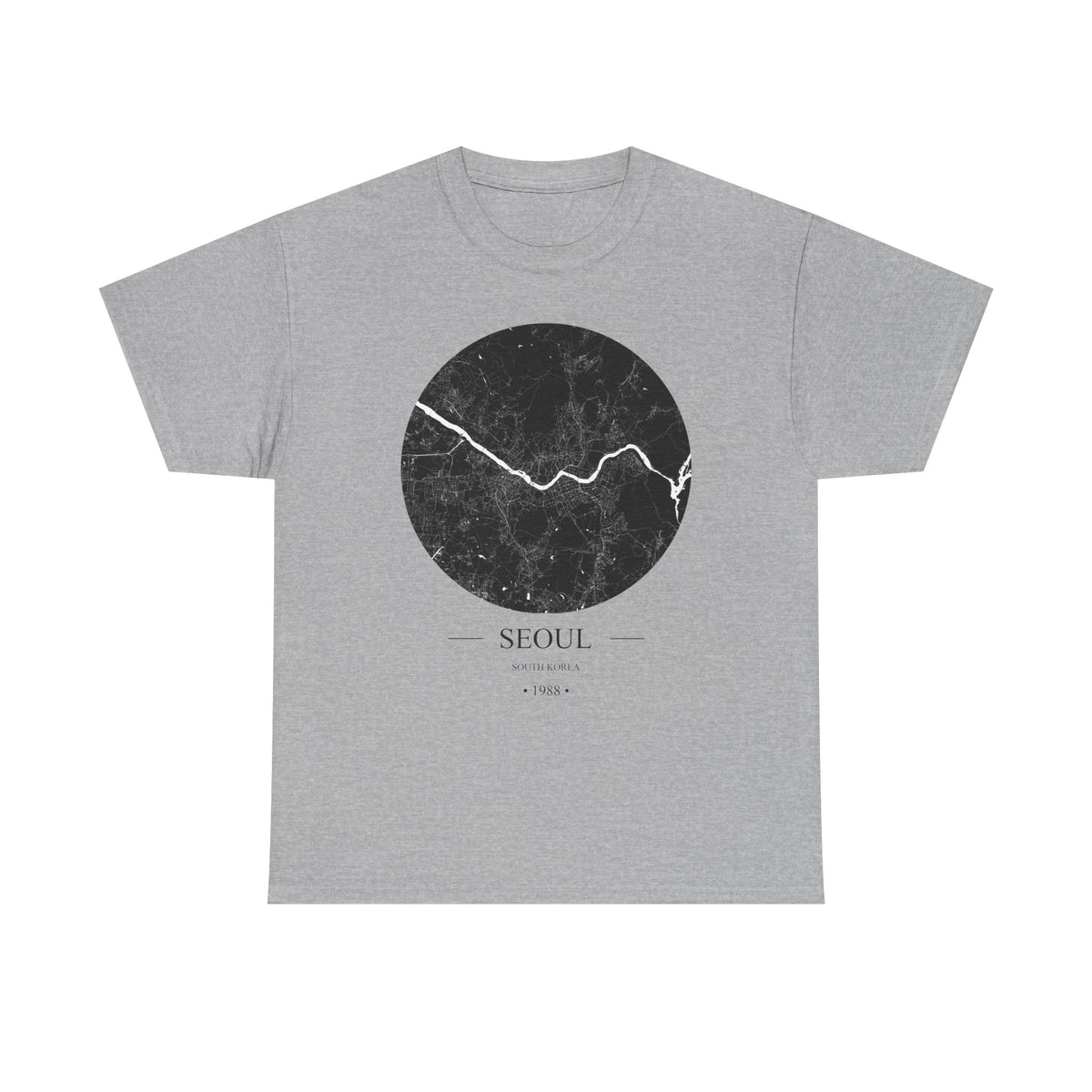 Seoul, South Korea 1988 Olympic Host City Map Unisex Heavy Cotton Tee