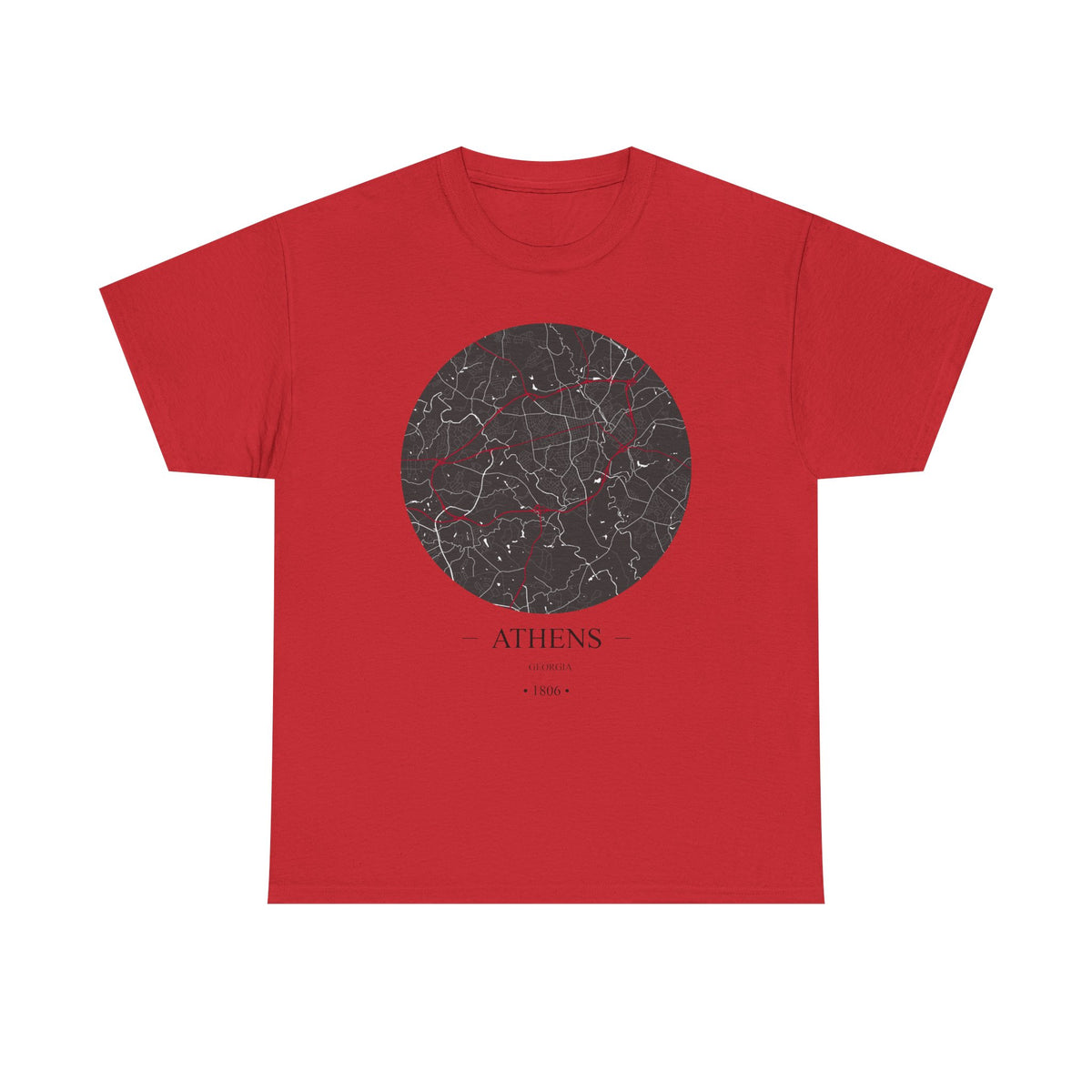 Athens, Georgia 1806 – Founders City Map – Unisex Heavy Cotton Tee, Express Delivery available