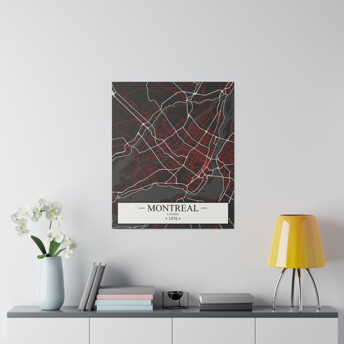 Montreal, Canada 1976, Color Map, Matte Canvas, Stretched, 0.75"