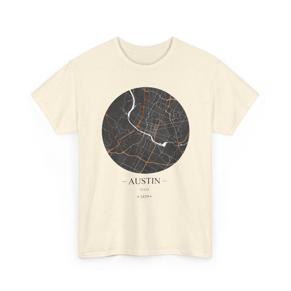 Austin, Texas 1839 Founders City Map Unisex Heavy Cotton Tee, Express Delivery available