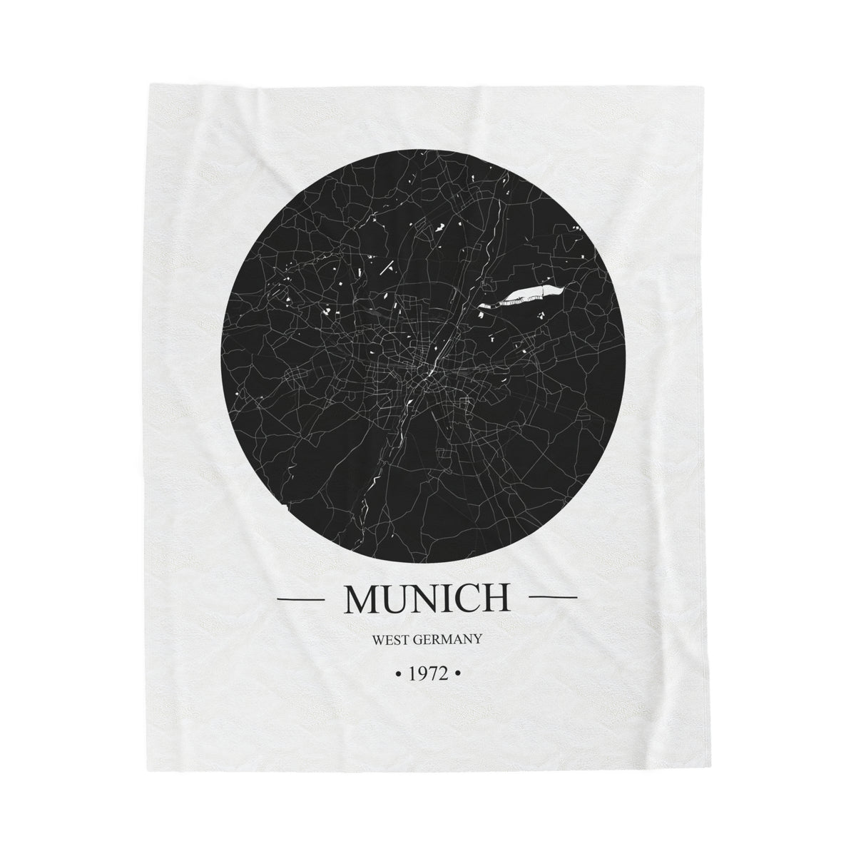 Munich, West Germany 1972 Olympic Host City Map Velveteen Plush Blanket
