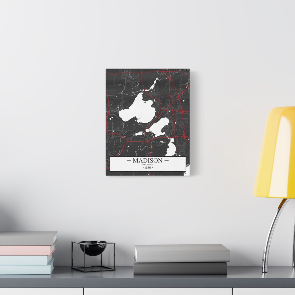 Madison, Wisconsin 1848 Founders City Map, Matte Canvas Print (Stretched, 1.25")