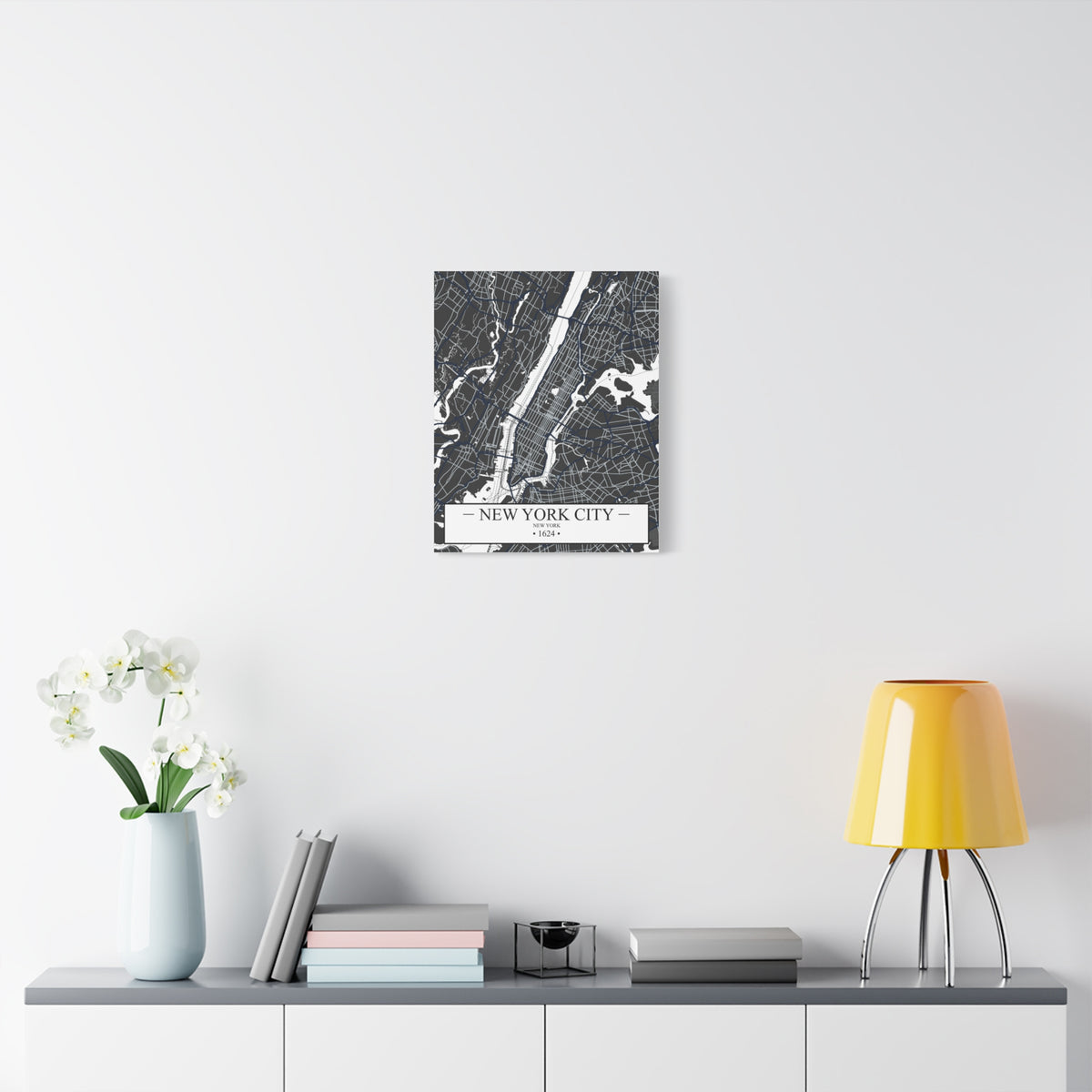 New York City, New York 1624 Founders City Map, Matte Canvas Print (Stretched, 1.25")