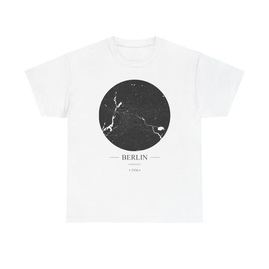 Berlin, Germany 1936 Olympic Host City Map Unisex Heavy Cotton Tee