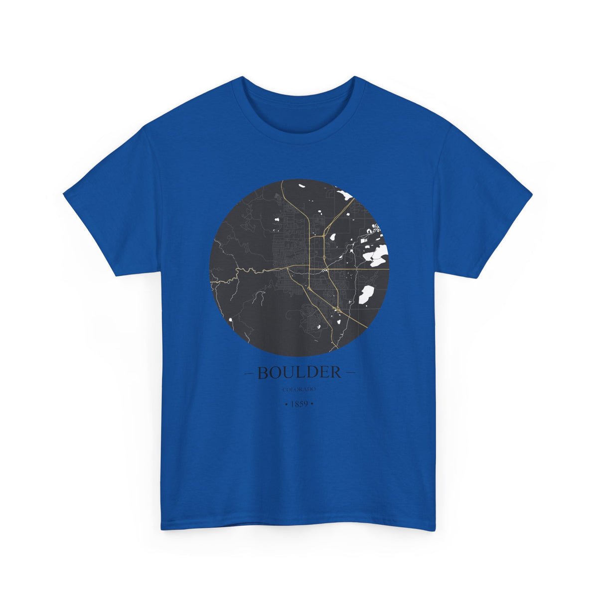 Boulder, Colorado 1859 Founders City Map Unisex Heavy Cotton Tee, Express Delivery available