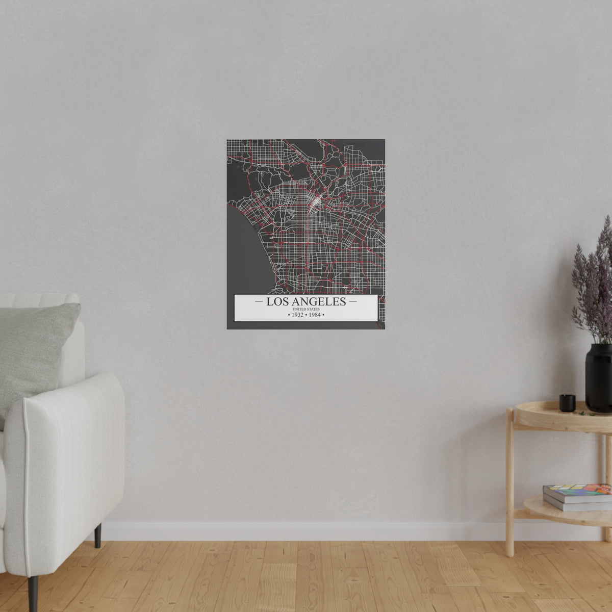 Los Angeles, United States 1932 & 1984, Color Map, Matte Canvas, Stretched, 0.75"