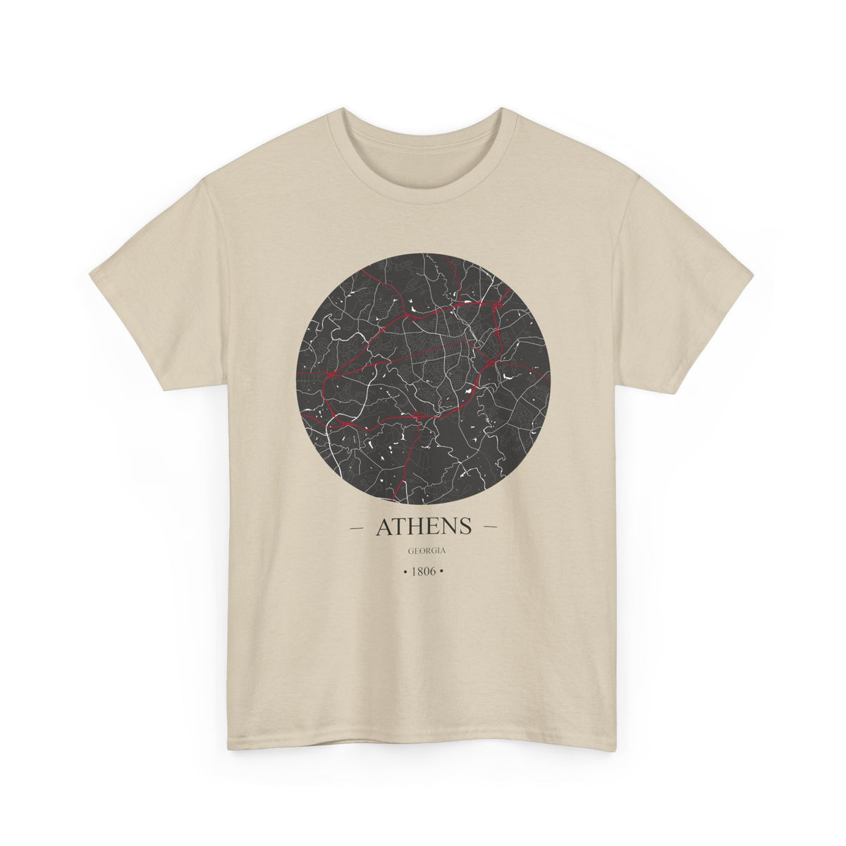 Athens, Georgia 1806 – Founders City Map – Unisex Heavy Cotton Tee, Express Delivery available