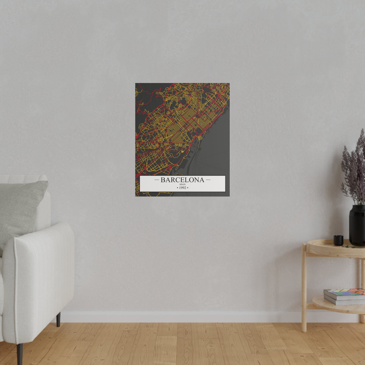 Barcelona, Spain 1992, Color Map, Matte Canvas, Stretched, 0.75"