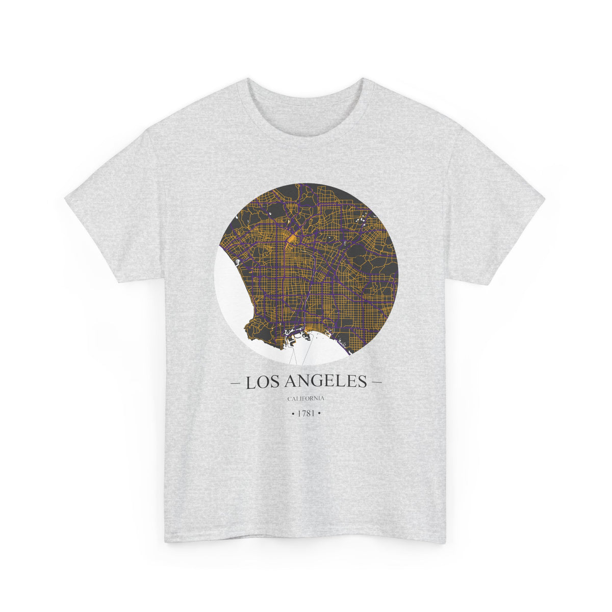 Los Angeles, California 1781 Founders City Map Unisex Heavy Cotton Tee, Express Delivery available