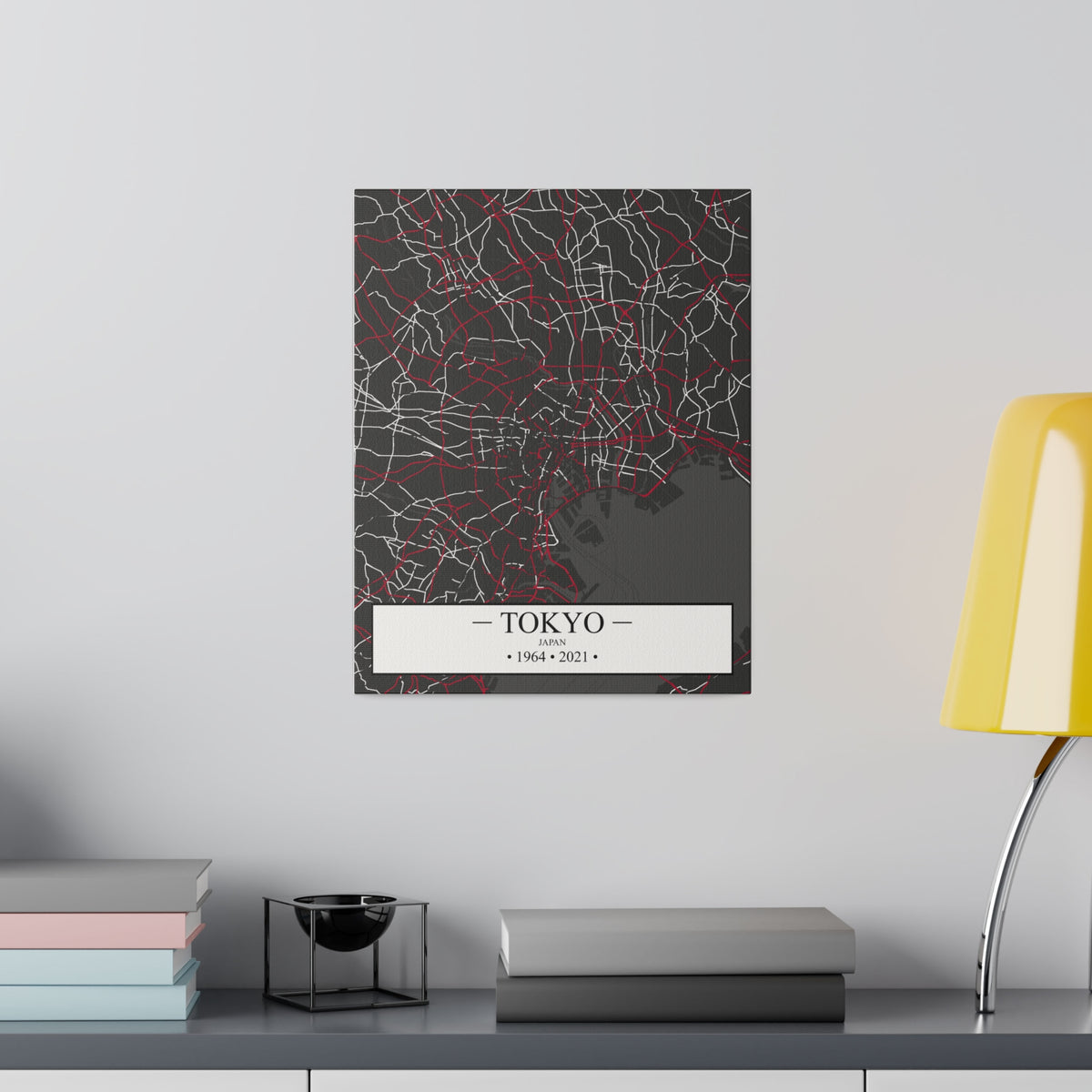 Tokyo, Japan 1964 & 2021, Color Map, Matte Canvas, Stretched, 0.75"