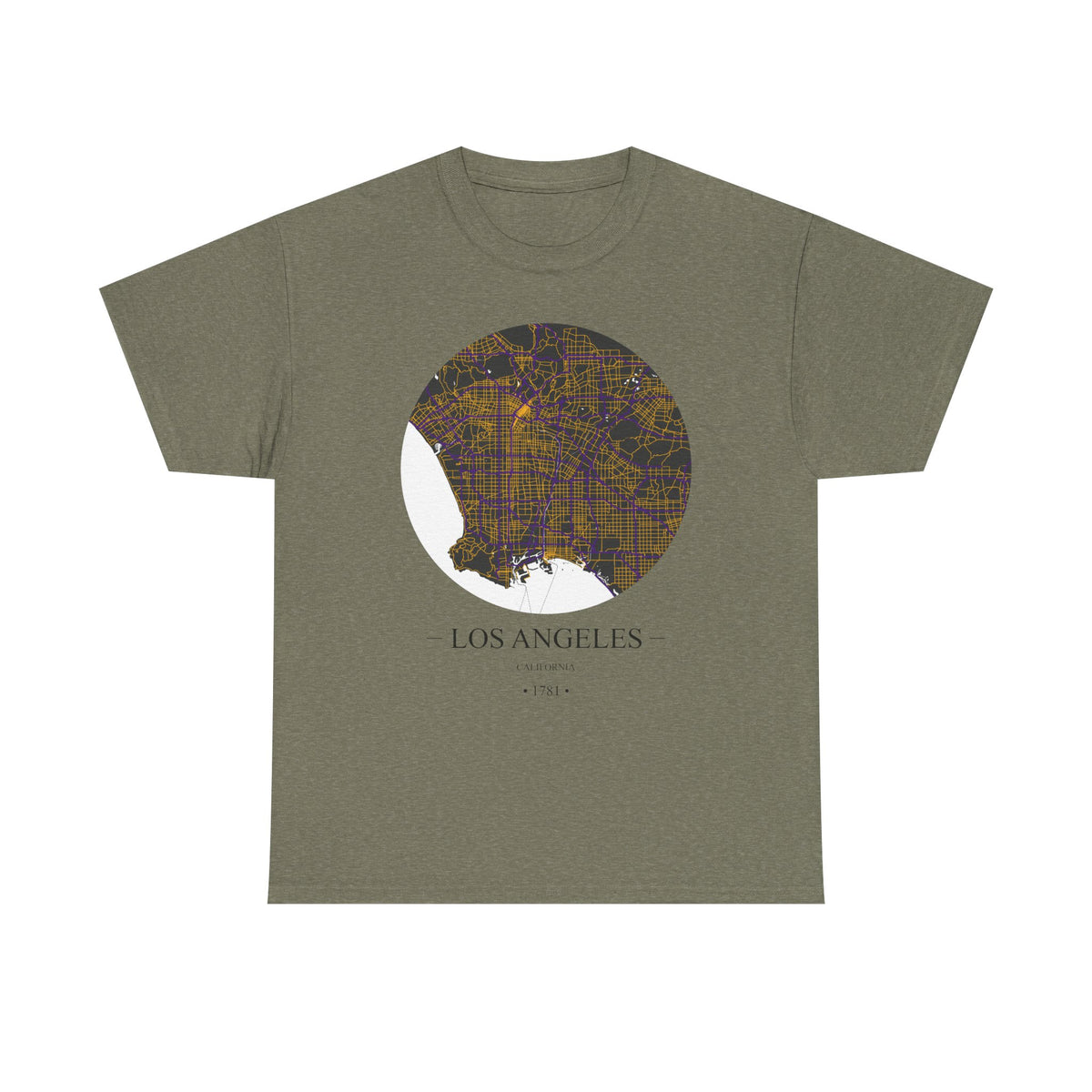 Los Angeles, California 1781 Founders City Map Unisex Heavy Cotton Tee, Express Delivery available