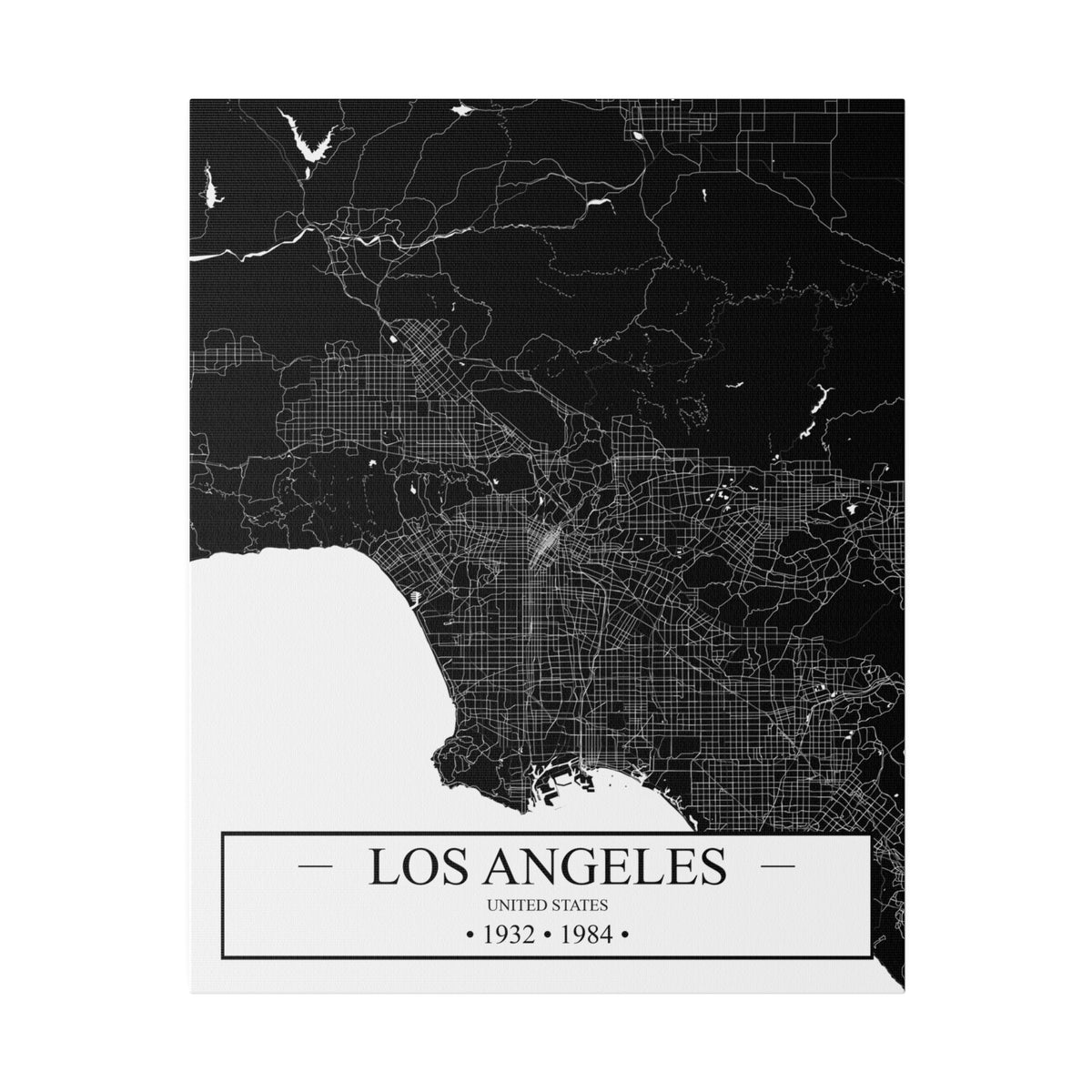 Los Angeles, United States 1932 & 1984 Matte Canvas, Stretched, 0.75"