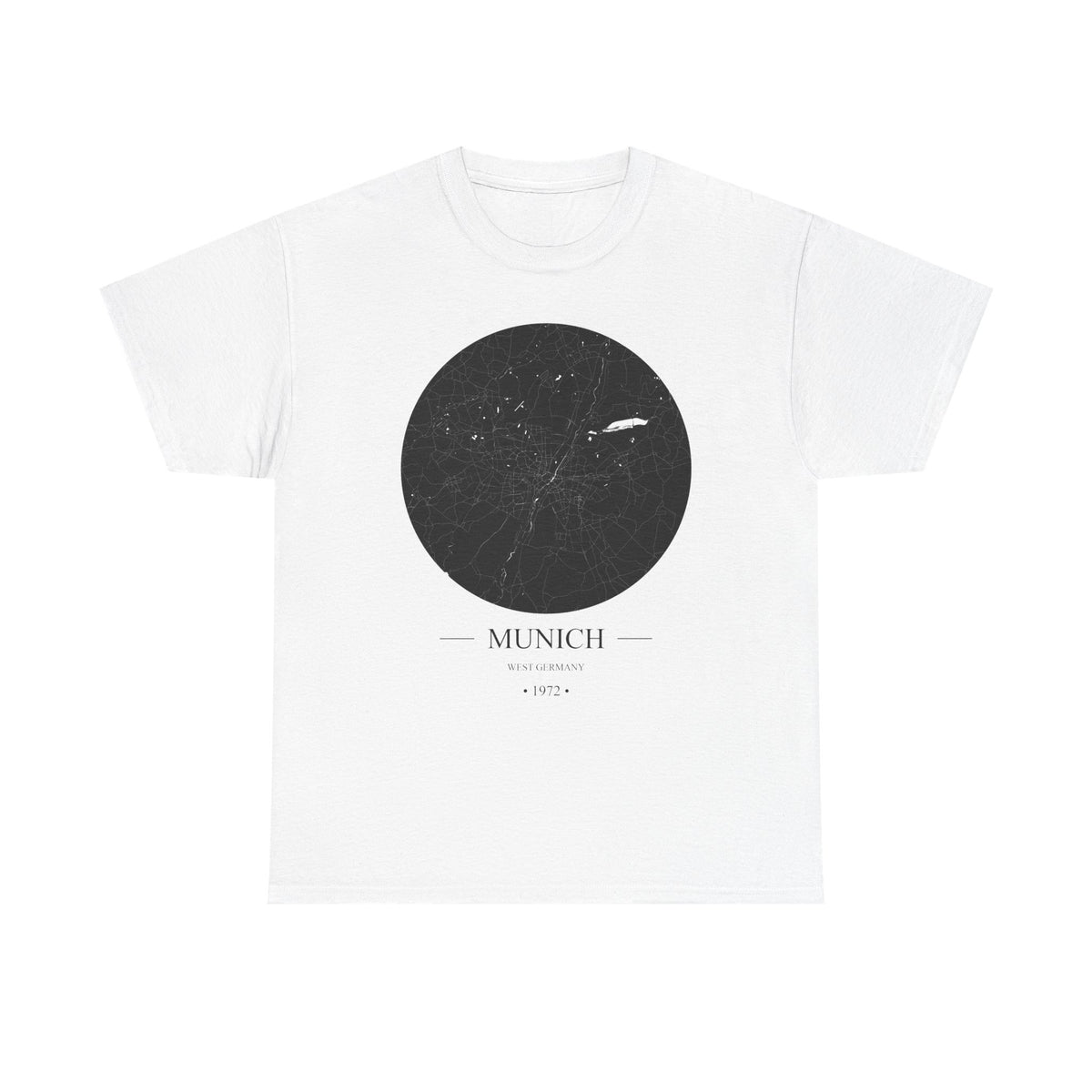 Munich, West Germany 1972 Olympic Host City Map Unisex Heavy Cotton Tee