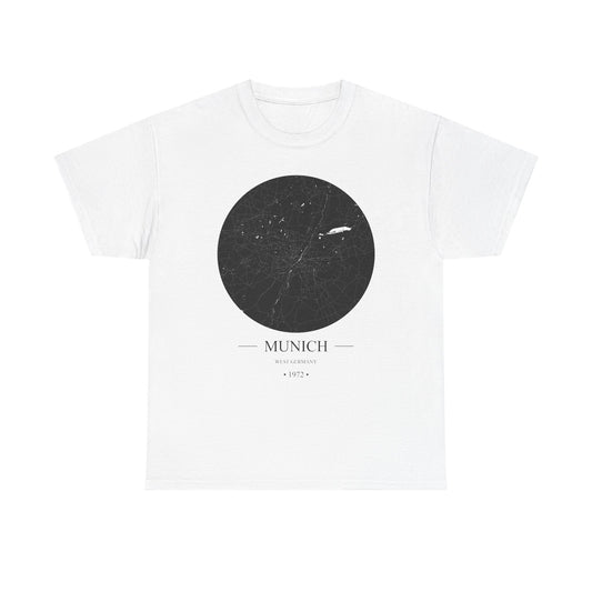 Munich, West Germany 1972 Olympic Host City Map Unisex Heavy Cotton Tee