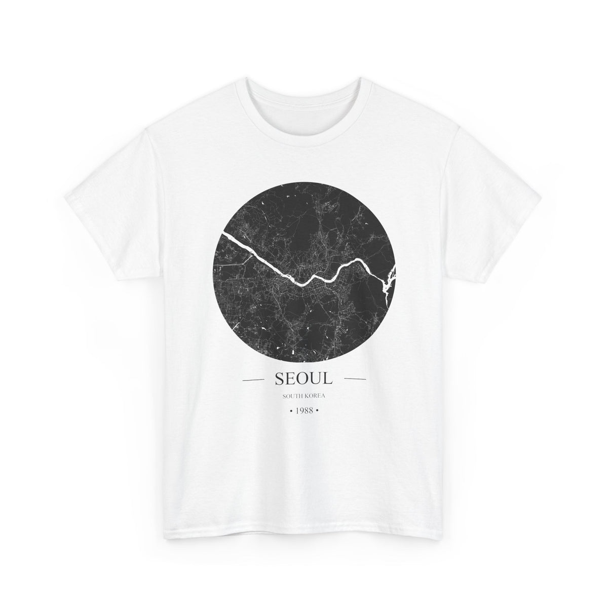 Seoul, South Korea 1988 Olympic Host City Map Unisex Heavy Cotton Tee