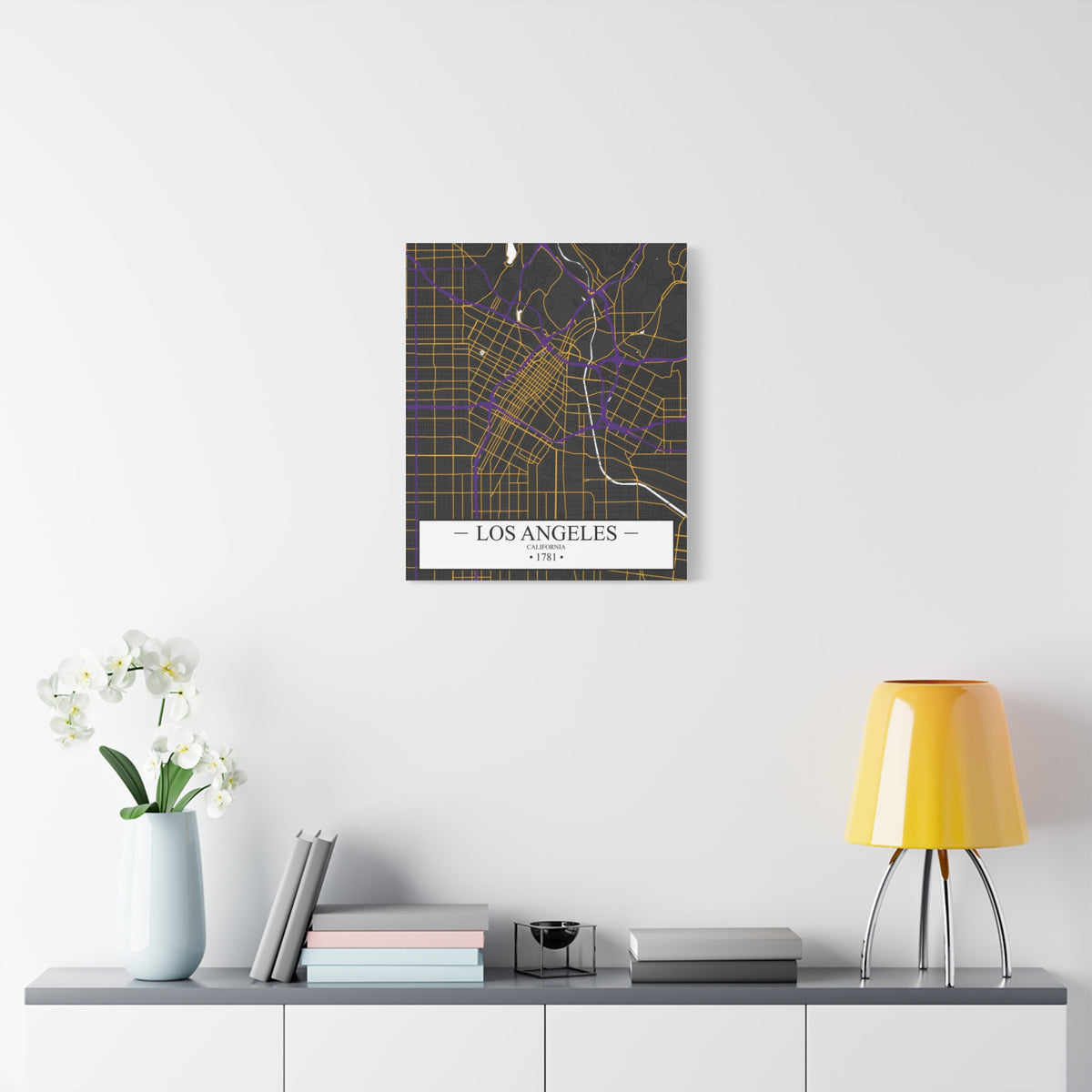 Los Angeles, California 1781 Founders City Map, Matte Canvas Print (Stretched, 1.25")