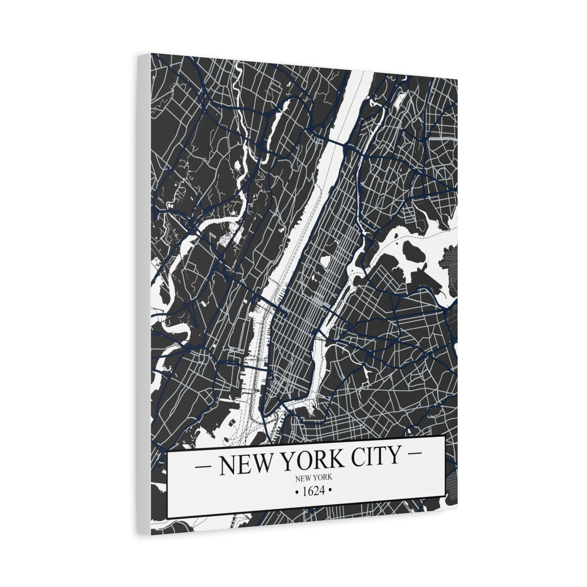 New York City, New York 1624 Founders City Map, Matte Canvas Print (Stretched, 1.25")